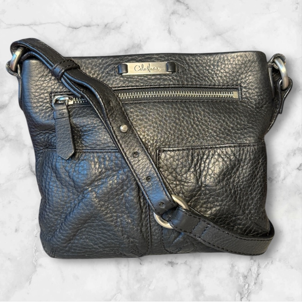 VTG Cole Haan Black Pebble Leather Elegant Crossbody Bag